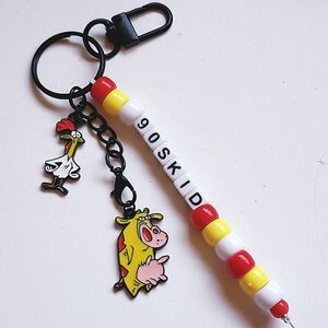 Handmade Cow And Chicken 90s Kid Keychain